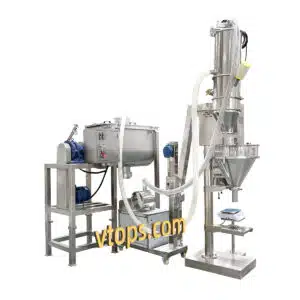 Auger Filler with Integrated Vacuum Feeder and Ribbon Blender